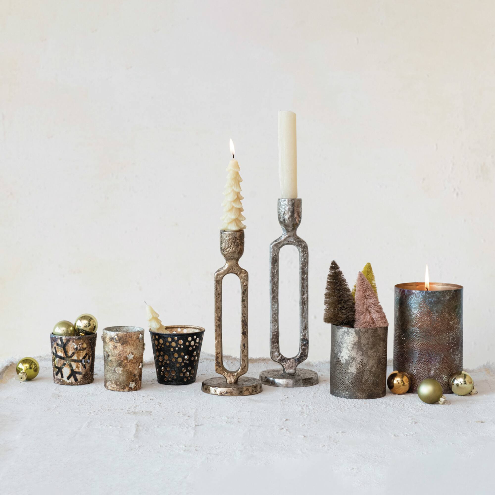 Hello Honey® 9.25" Oxidized Gold Finish Aluminum Taper Candleholder